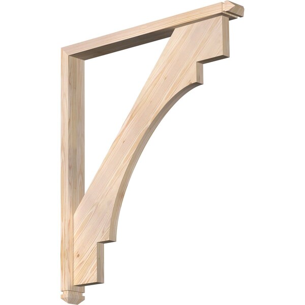 Ekena Millwork Merced Arts and Crafts Smooth Bracket w/ Offset Brace, Douglas Fir, 3 1/2"W x 32"D x 38"H BKT0402X32X38MRC03SDF - main